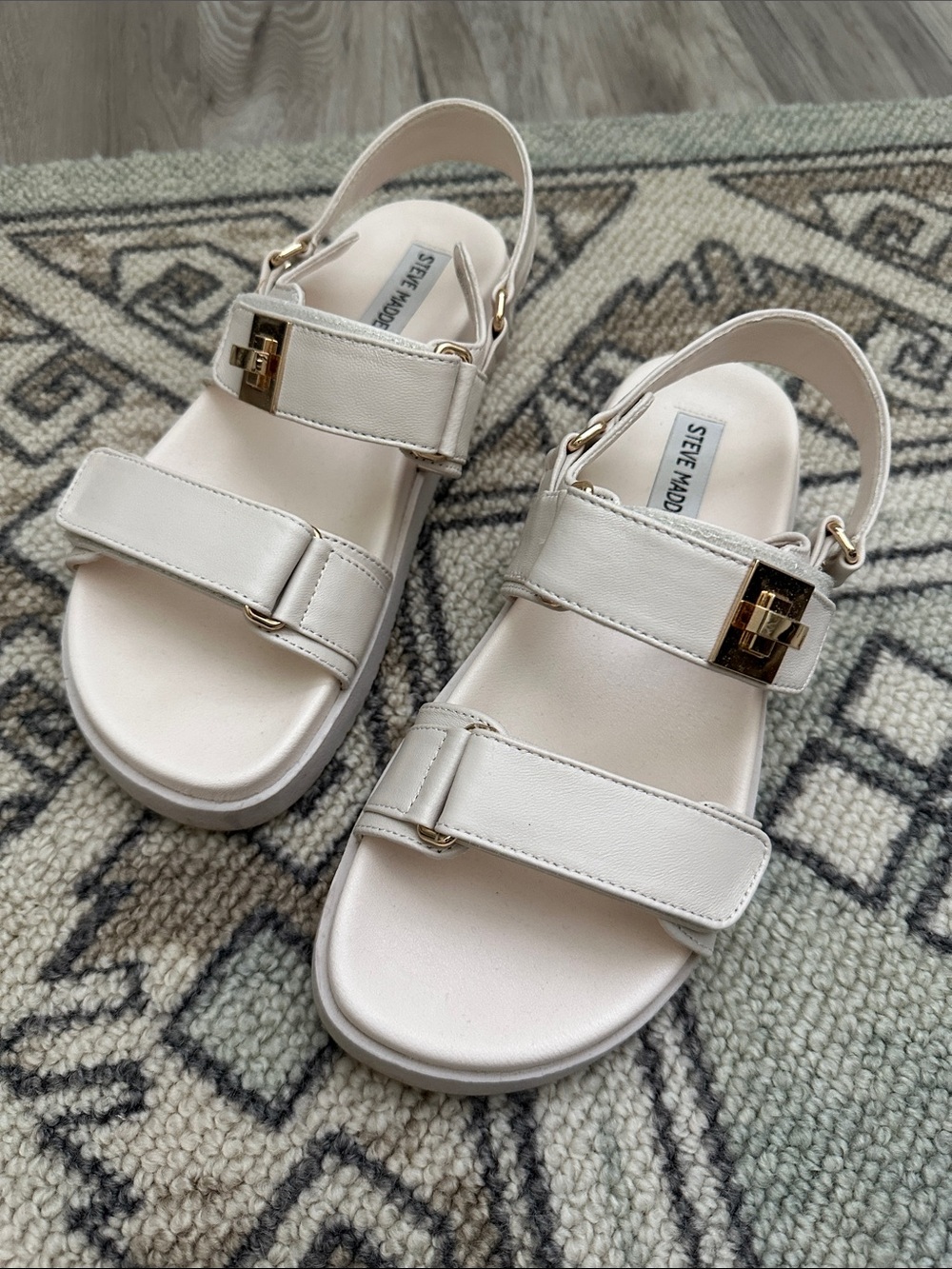 Steve Madden Cream Slingback Buckle Sandals